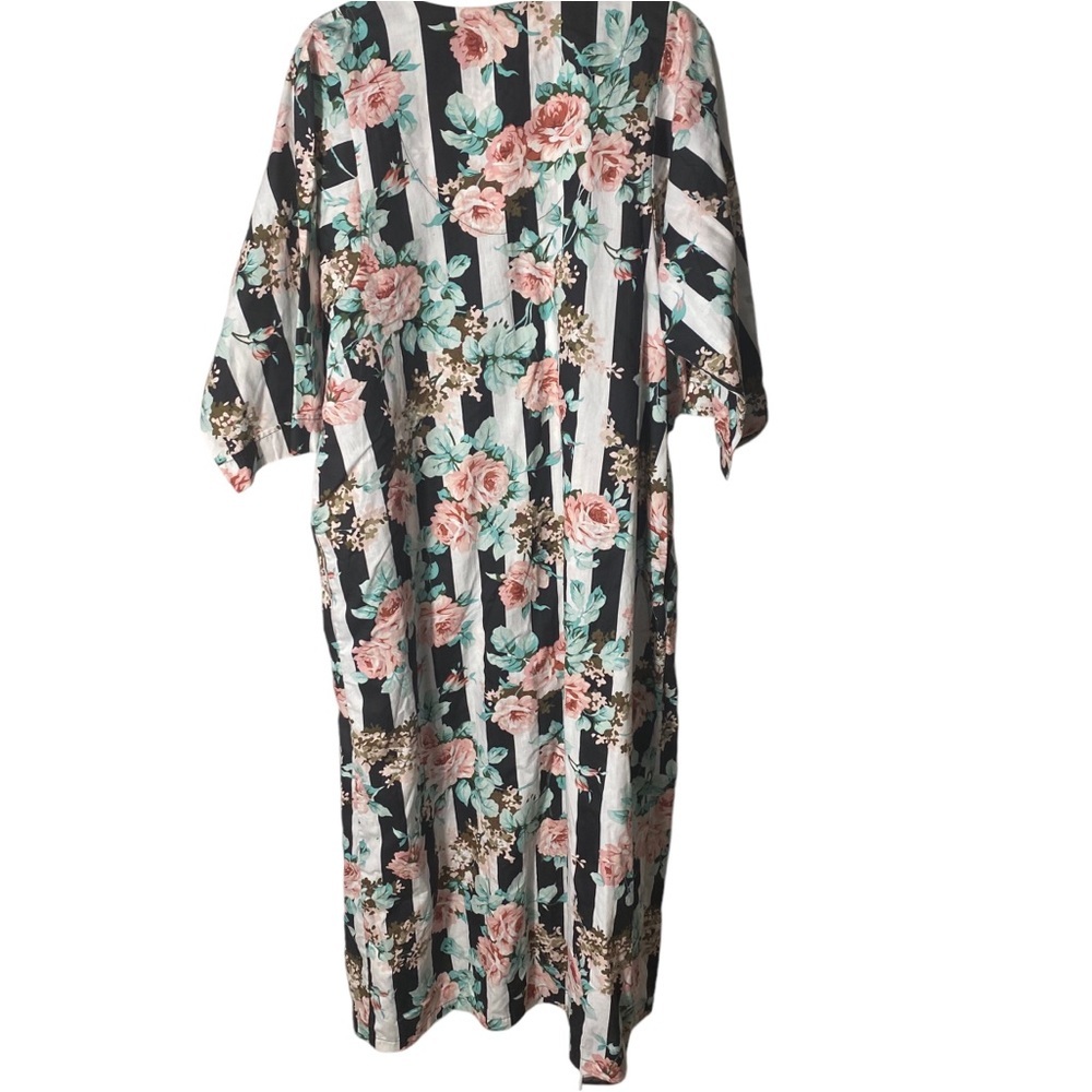 Anthony Richards Size 1X Floral Striped Muumuu House Dress Maxi Lounger - Picture 3 of 6